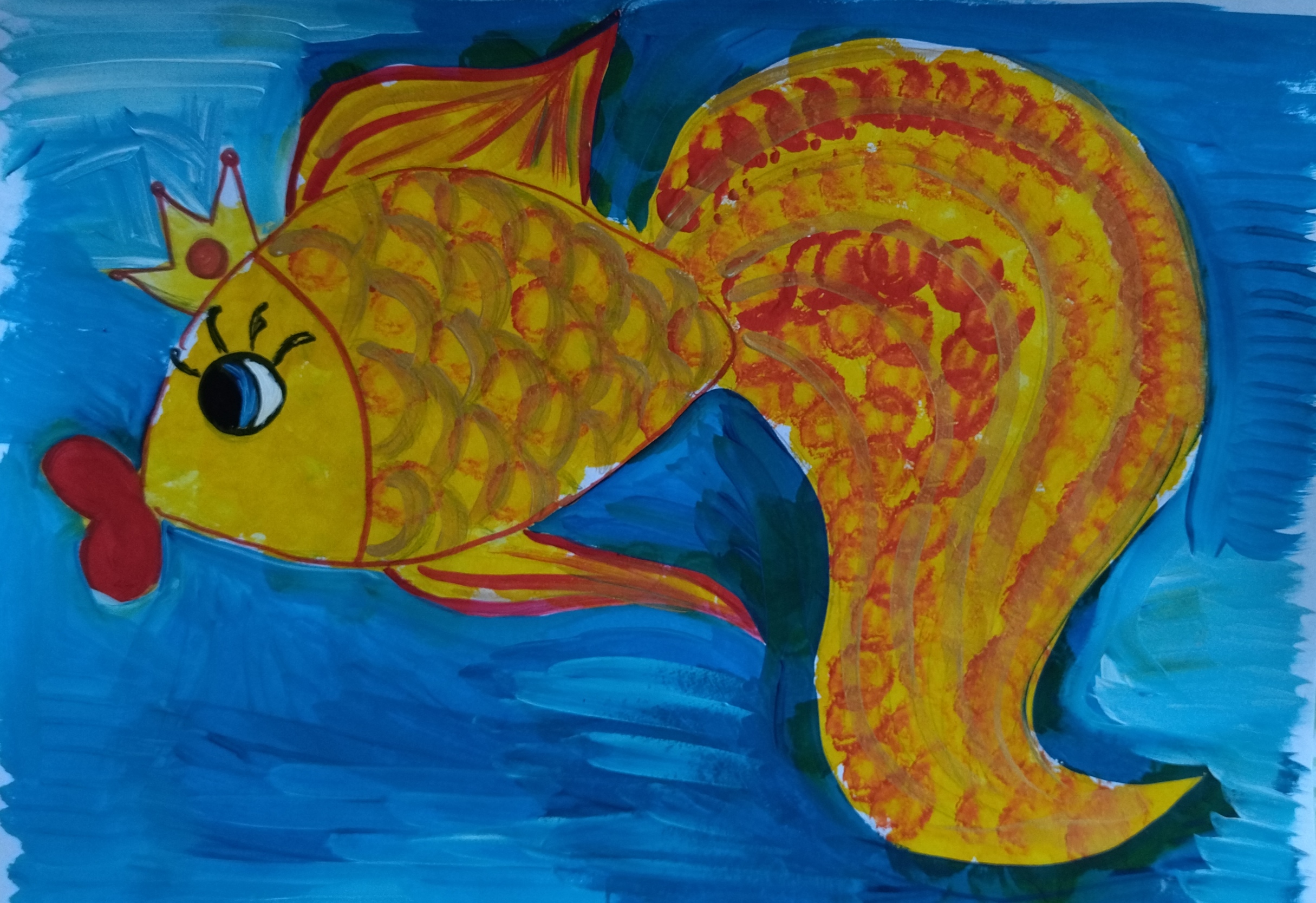 Золотая рыбка рисунок легкий детский